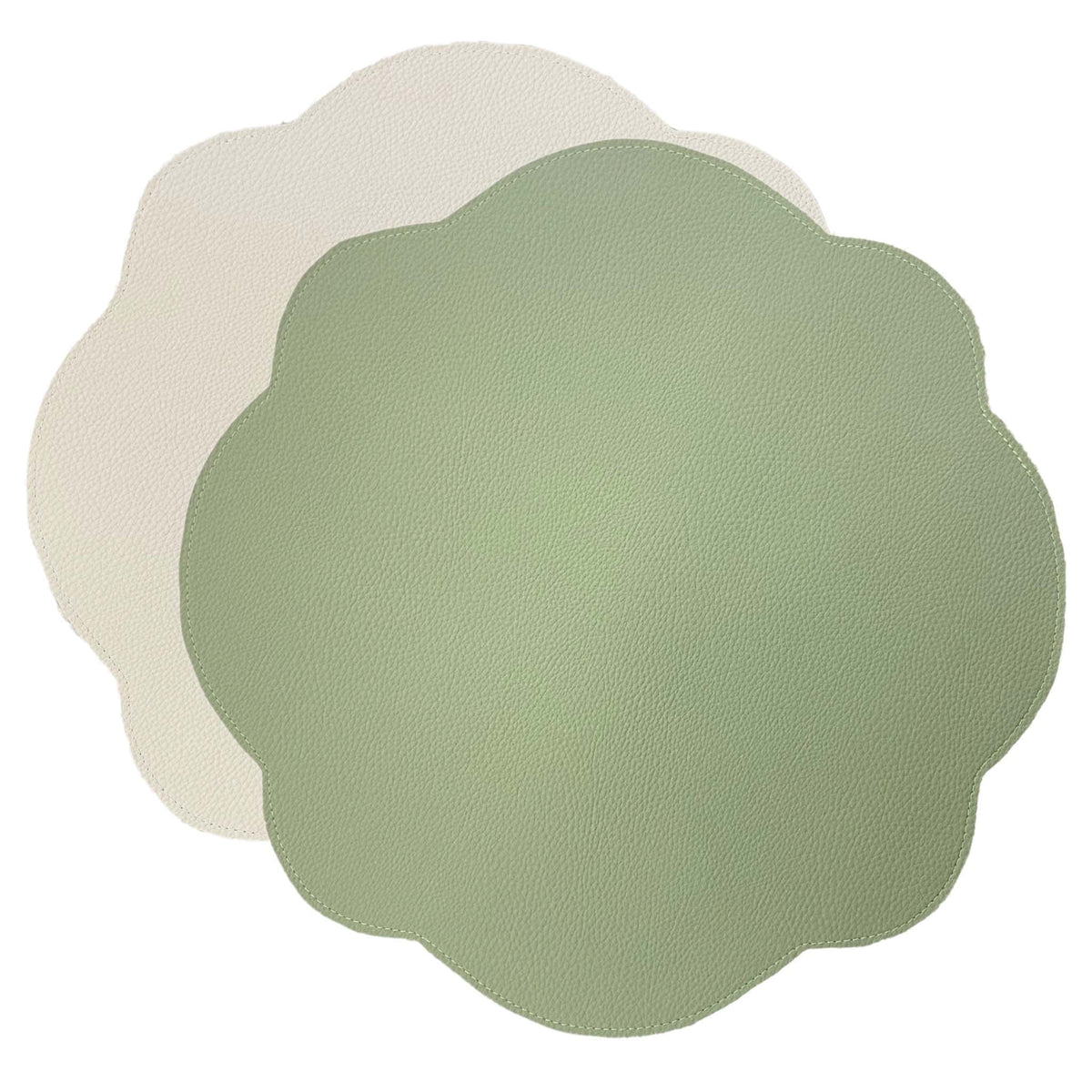 Jogo americano dupla face impermeável redondo bege e verde 42 cm – Lolahome