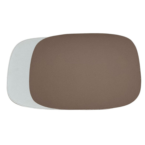 Jogo americano dupla face impermeável retangular branco e marrom 46x35cm Lolahome