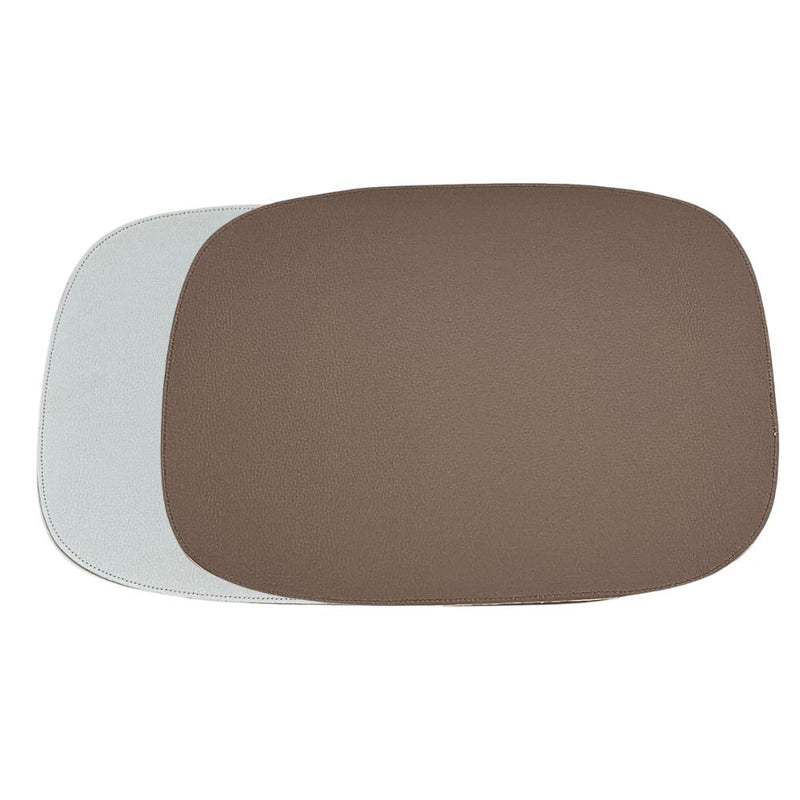 Jogo americano dupla face impermeável retangular branco e marrom 46x35cm Lolahome
