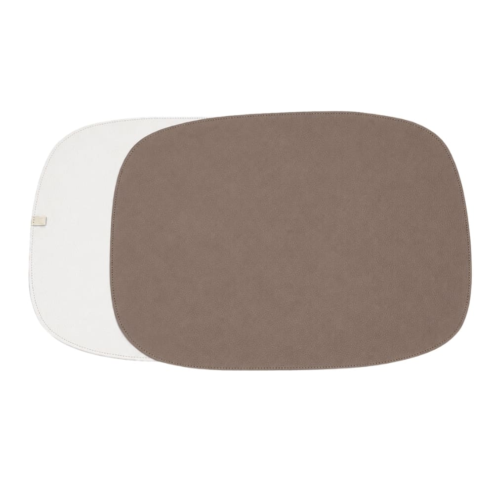 JOGO AMERICANO DUPLA FACE IMPERMEÁVEL RETANGULAR BRANCO E MARROM 46X35CM