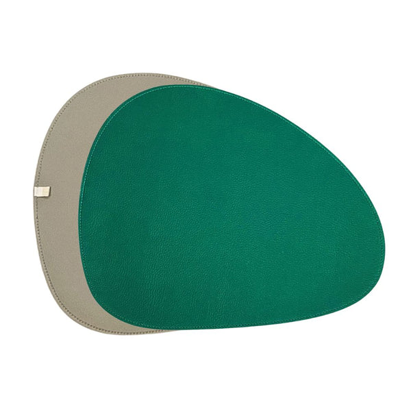 JOGO AMERICANO DUPLA FACE IMPERMEÁVEL ORGANICO BEGE E VERDE 39CM