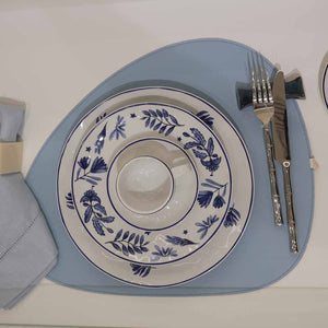 Jogo americano orgânico dupla face impermeável couro sintético azul Lolahome