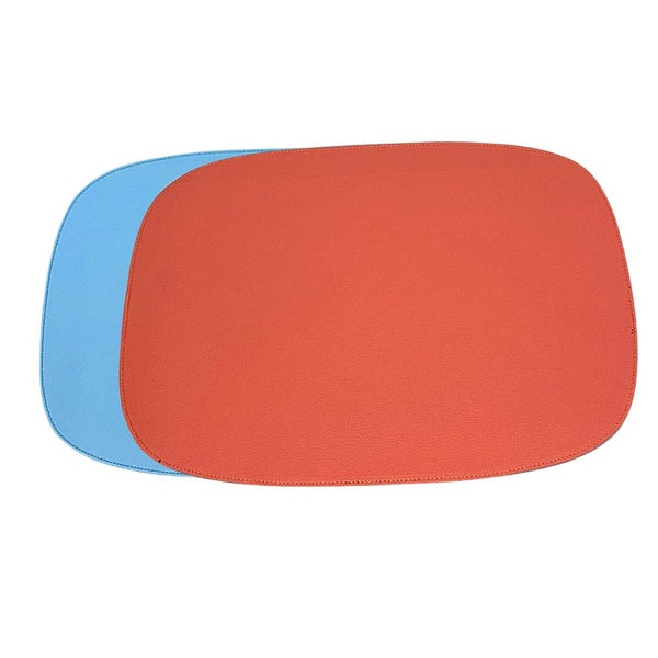 Jogo americano dupla face impermeável retangular laranja e azul 46 cm — Lolahome