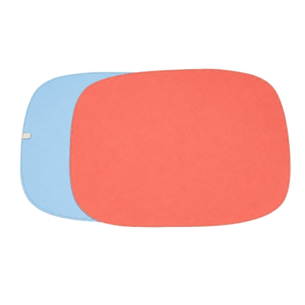 JOGO AMERICANO DUPLA FACE IMPERMEÁVEL RETANGULAR LARANJA E AZUL 46X35CM
