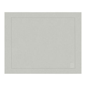 Jogo americano de linho visco cinza premium Lolahome 50x39cm sobre mesa posta