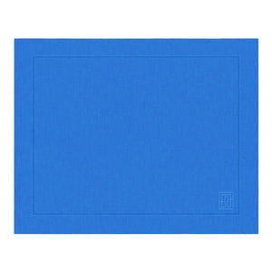 Jogo americano de linho visco azul cobalto Lolahome sobre mesa posta