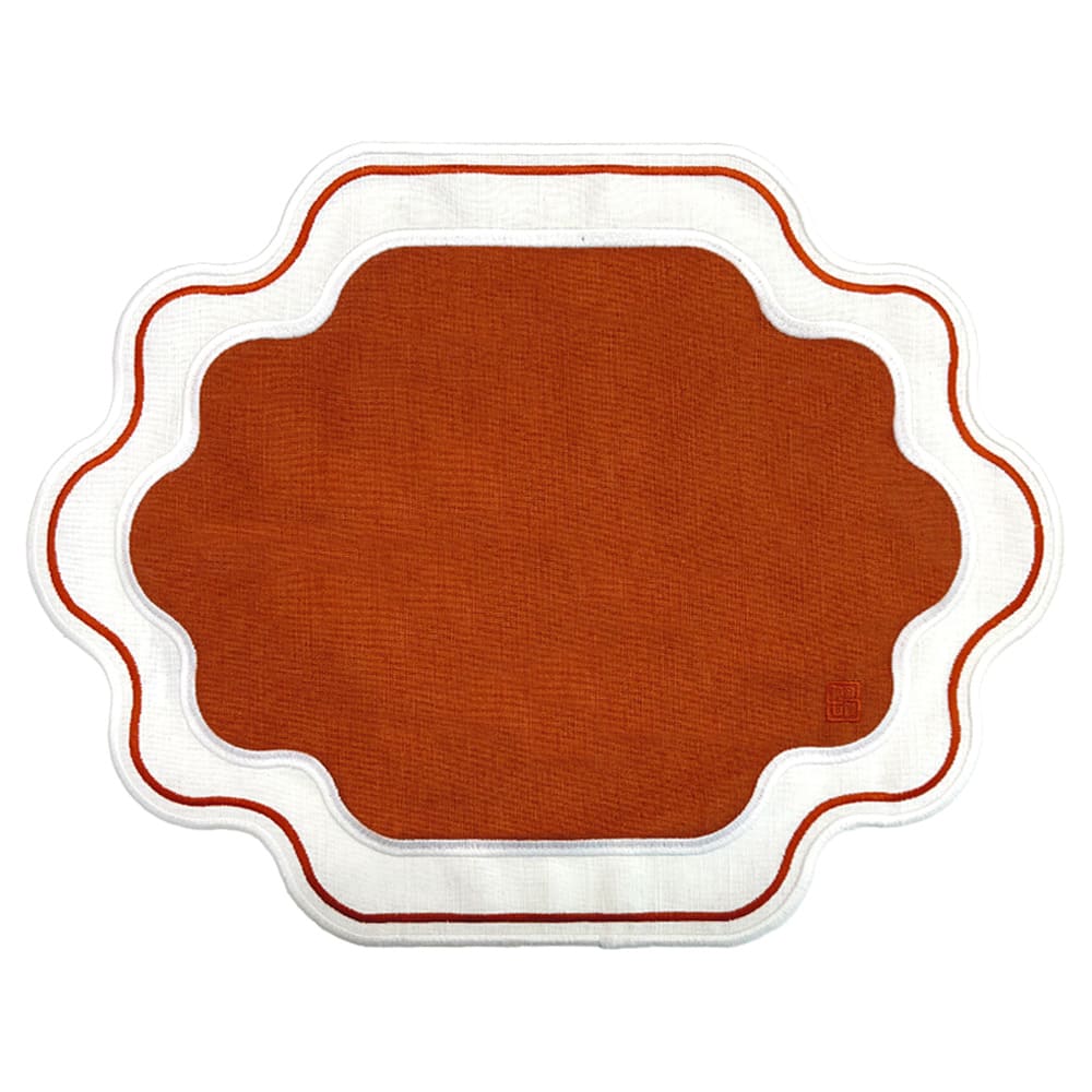 Jogo americano Easy Clean Ella terracota e branco - Lolahome