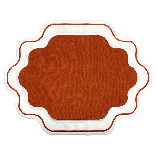 Jogo americano Easy Clean Ella terracota e branco - Lolahome