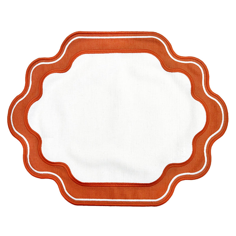 Jogo americano Easy Clean Ella branco e terracota 47x37cm Lolahome