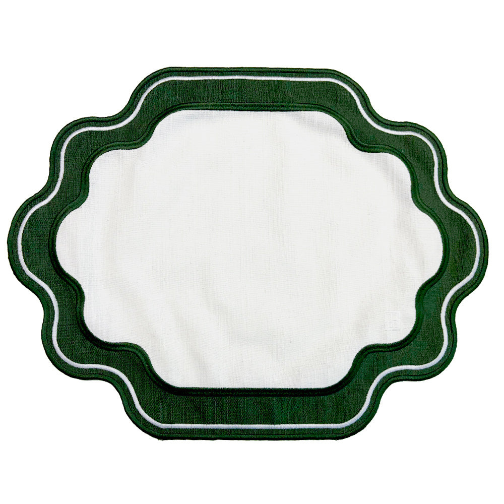 Jogo americano easy clean Ella branco e verde 47x37cm Lolahome