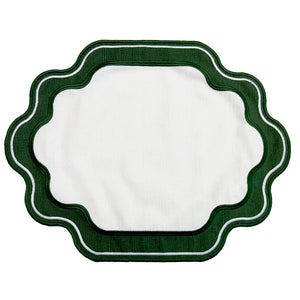 Jogo americano easy clean Ella branco e verde 47x37cm Lolahome