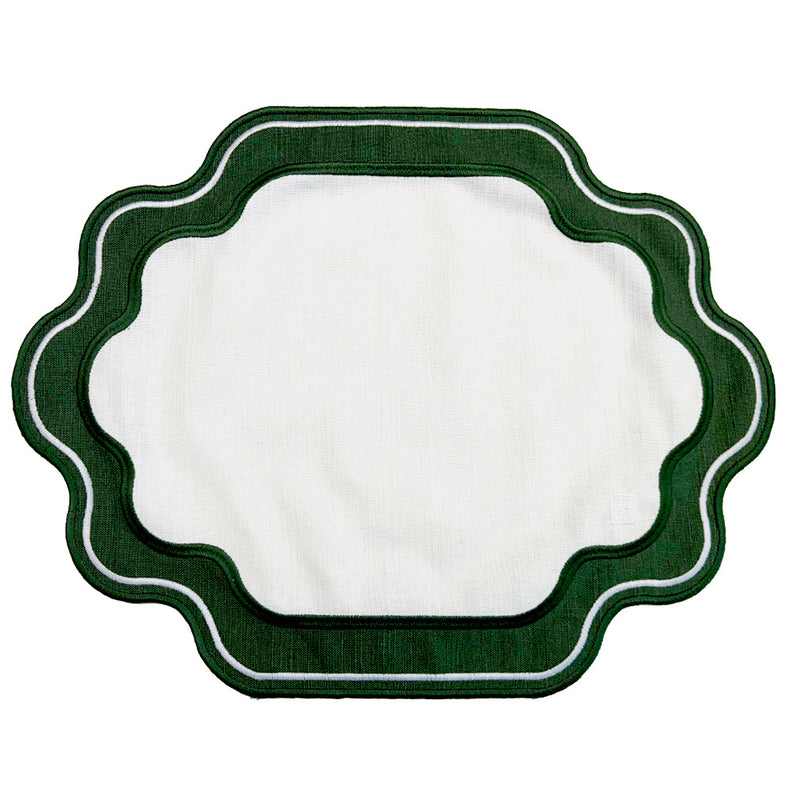 Jogo americano easy clean Ella branco e verde 47x37cm Lolahome