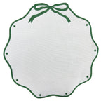 Jogo americano redondo Easy Clean Laço Verde 42cm branco e verde Lolahome