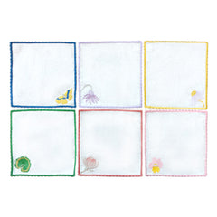 SET GUARDANAPOS DE COQUETEL EM LINHO FLOWERSCAPE 6 PEÇAS