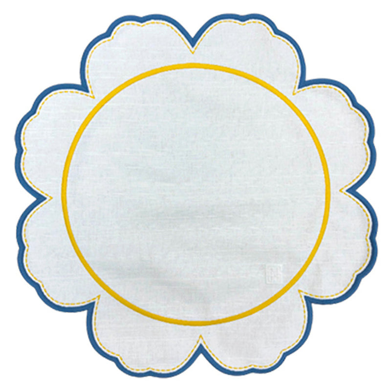 JOGO AMERICANO EASY CLEAN FLOWERSCAPE AZUL E AMARELO 40CM