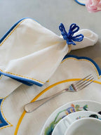 GUARDANAPO DE LINHO FLOWERSCAPE AZUL E AMARELO