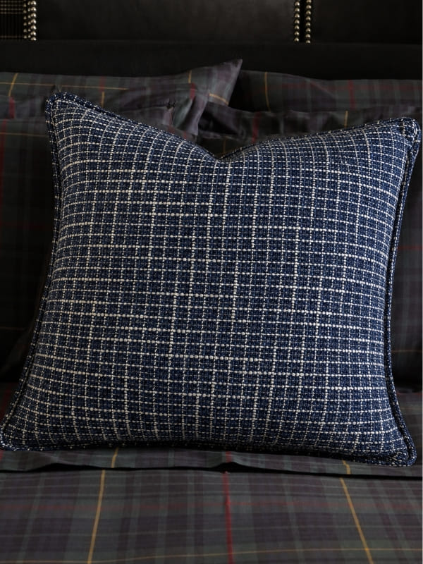CAPA DE ALMOFADA TWEED PRETA E AZUL 50X50