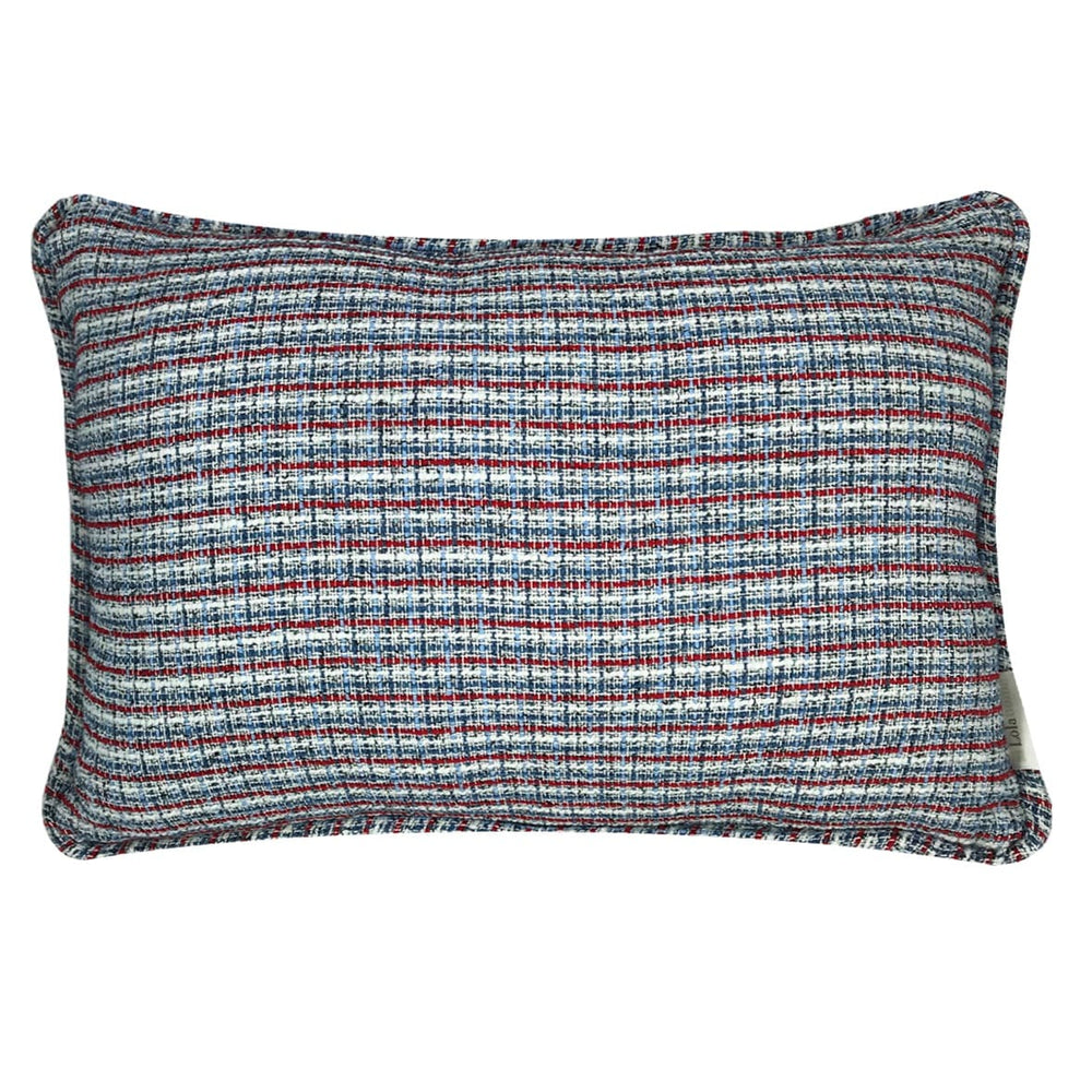 CAPA DE ALMOFADA DE TWEED VERMELHA E AZUL 50X35