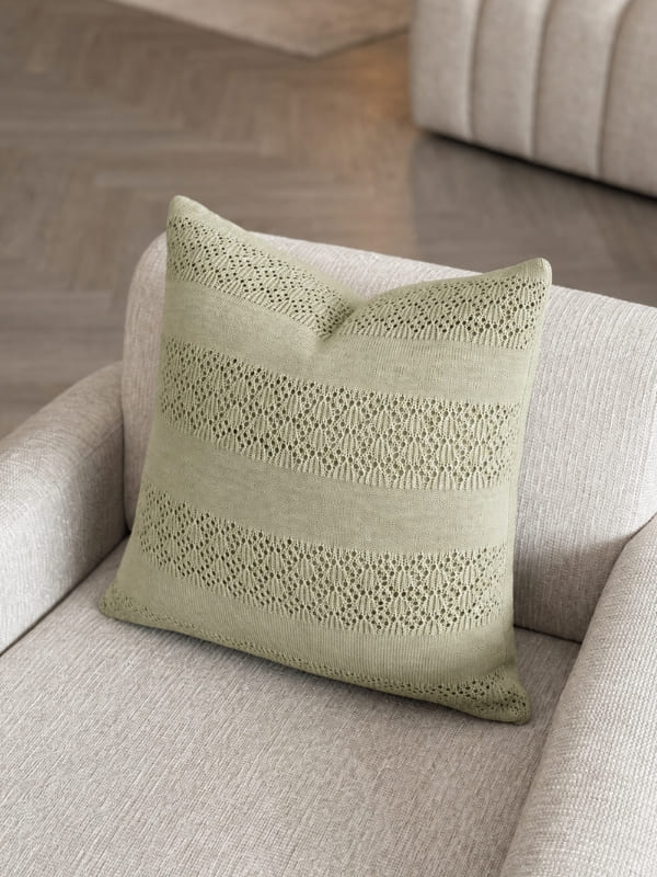 CAPA DE ALMOFADA TRICOT RENDADA 50X50 CM PISTACHE