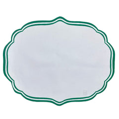 Jogo americano de couro ecológico Barcelona verde e branco 46x37 cm - Lolahome