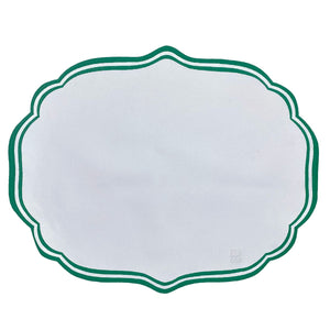 Jogo americano de couro ecológico Barcelona verde e branco 46x37 cm - Lolahome