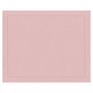 Jogo americano retangular de linho visco rosa com acabamento ajour 46x35cm - Lolahome