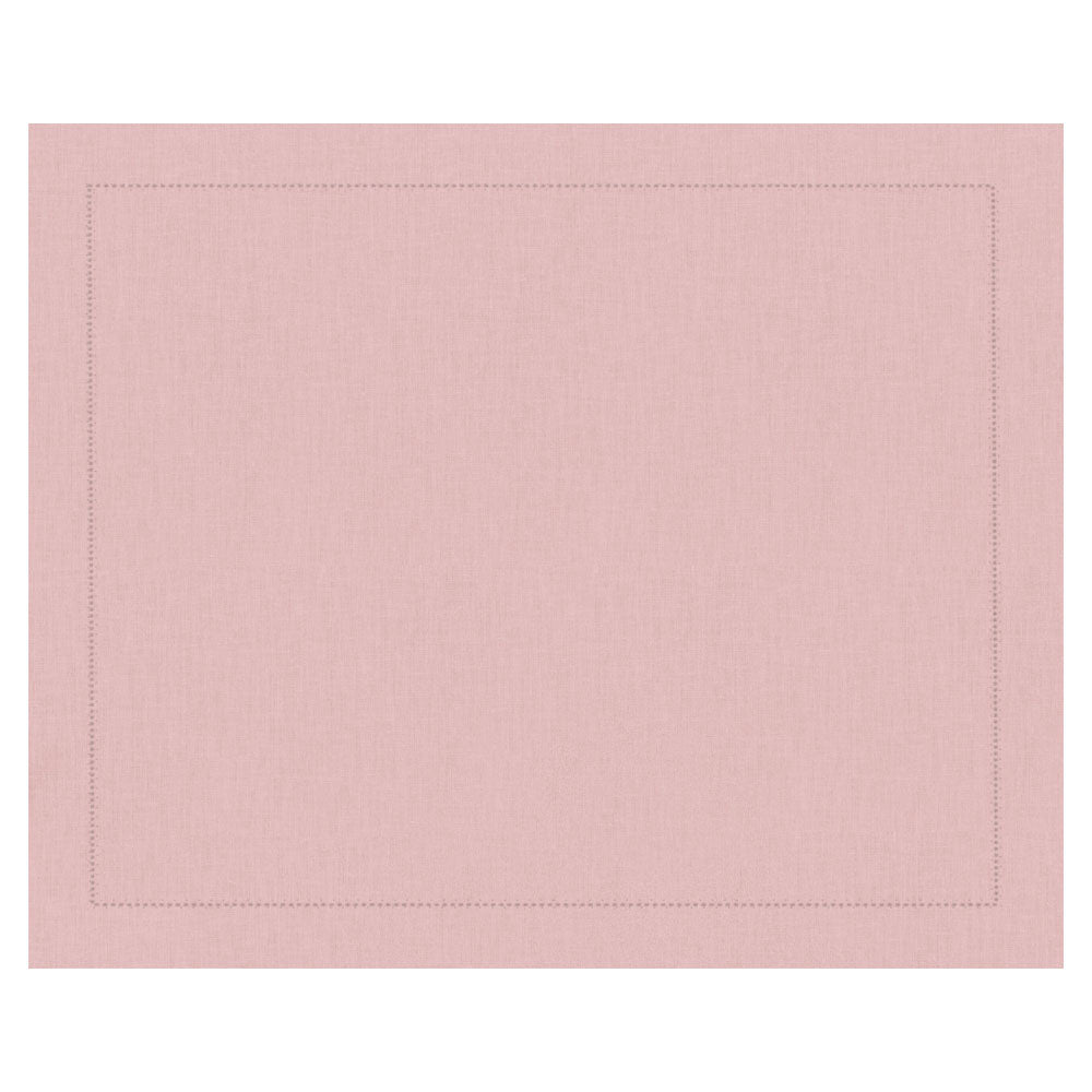 Jogo americano retangular de linho visco rosa com acabamento ajour 46x35cm - Lolahome
