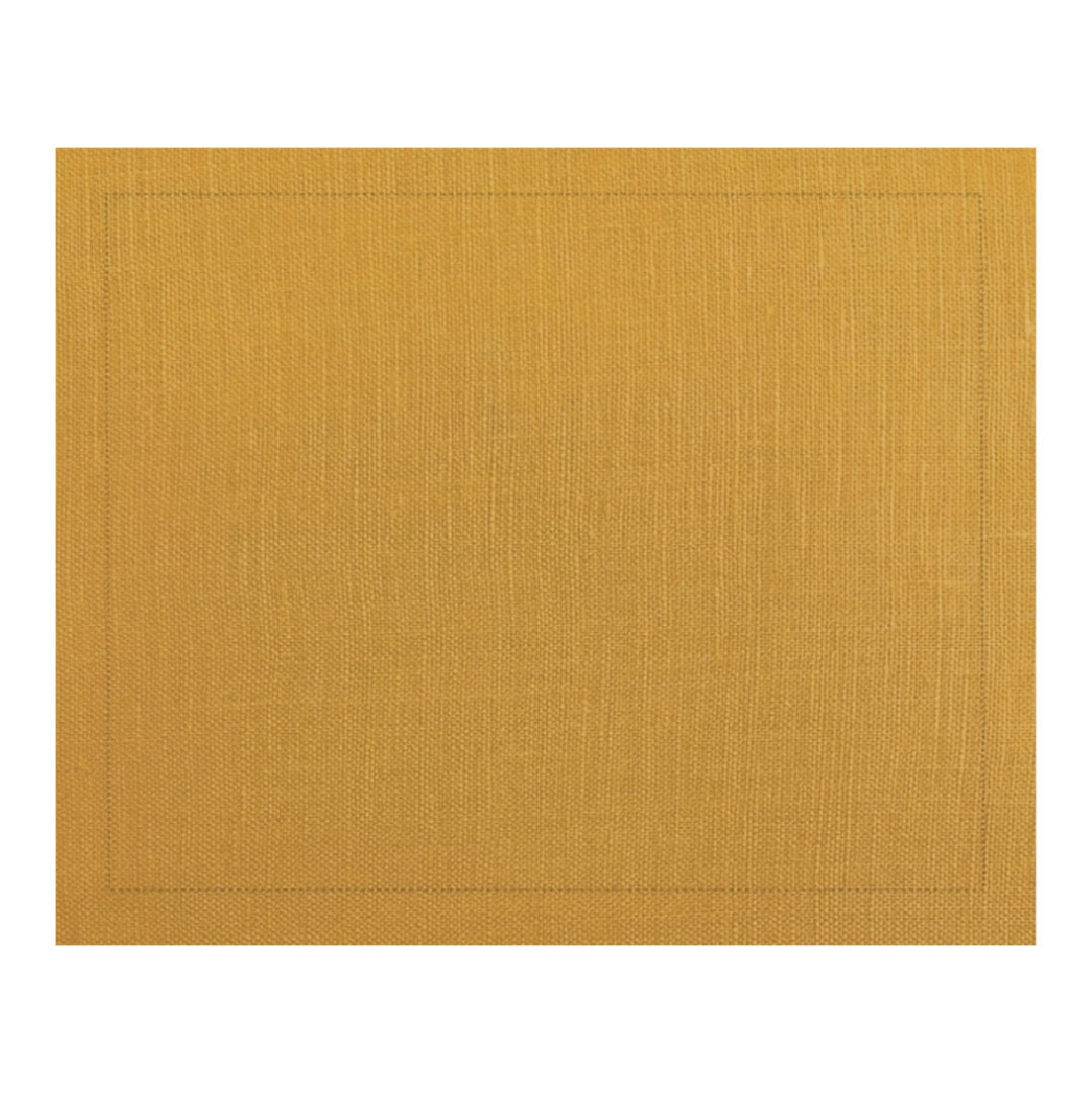 Jogo americano de linho visco amarelo com acabamento Ponto Ajour 46x35cm – Lolahome