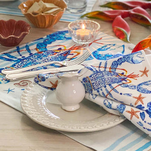 Jogo americano La Dolce Vita em mesa posta de verão com louças brancas - Lolahome