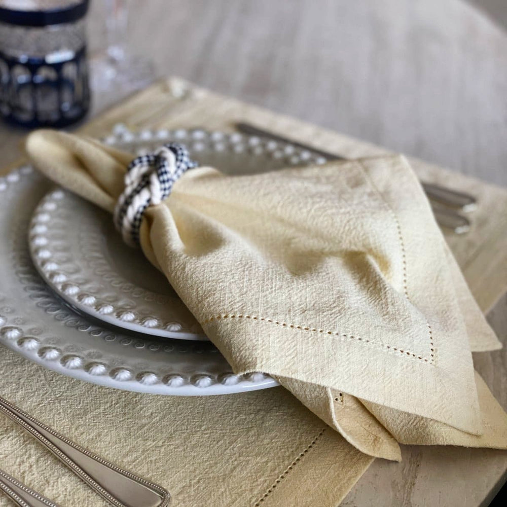 Jogo americano de ramie amarelo com acabamento ajour 46x37cm - Lolahome