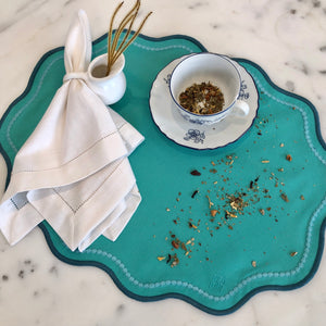 JOGO AMERICANO EASY CLEAN ONDAS RETANGULAR VERDE ÁGUA 48X38 CM -VERDE