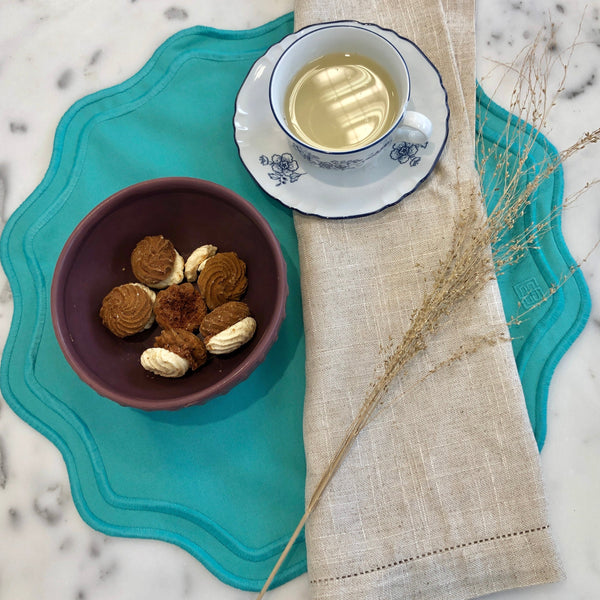 JOGO AMERICANO EASY CLEAN ONDAS REDONDO VERDE ÁGUA 43 CM - VERDE