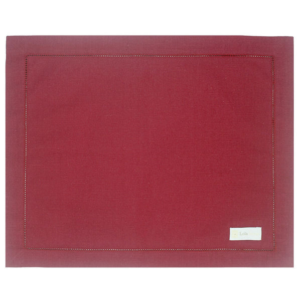 Jogo americano algodão flamê vermelho com ponto ajour 46x37 cm - Lolahome
