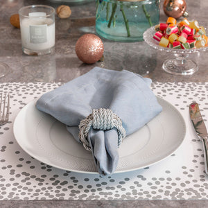 JOGO AMERICANO DE PAPEL OFFSET REVESTIDO IMPERMEÁVEL FIESTA - 6 UNIDADES PRATA 47X36 CM