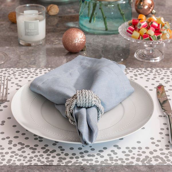 JOGO AMERICANO DE PAPEL OFFSET REVESTIDO IMPERMEÁVEL FIESTA - 6 UNIDADES PRATA 47X36 CM