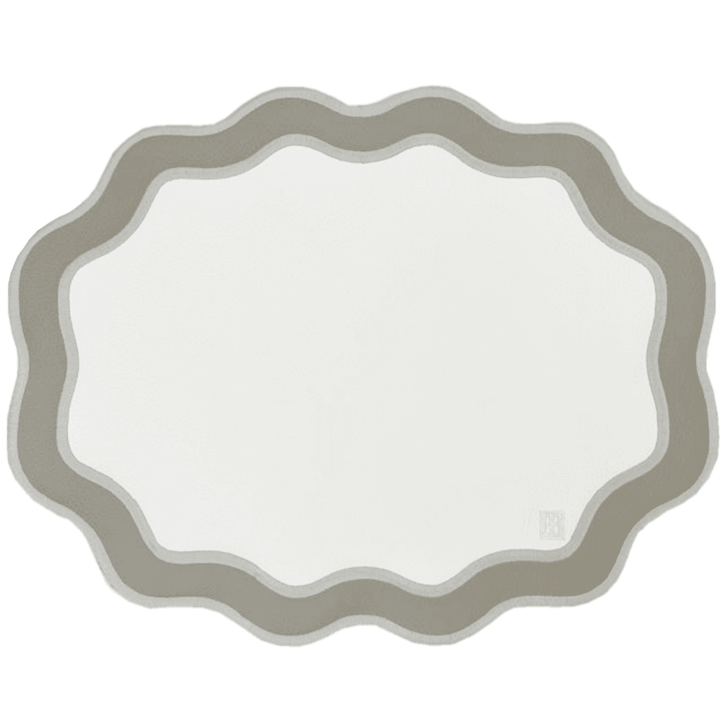 Jogo americano impermeável oval couro ecológico branco e cinza 46x37cm - Lolahome