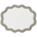 Jogo americano impermeável oval couro ecológico branco e cinza 46x37cm - Lolahome