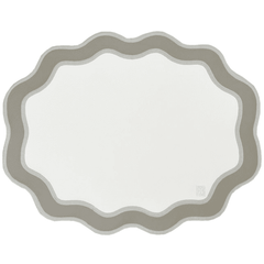 Jogo americano impermeável oval couro ecológico branco e cinza 46x37cm - Lolahome