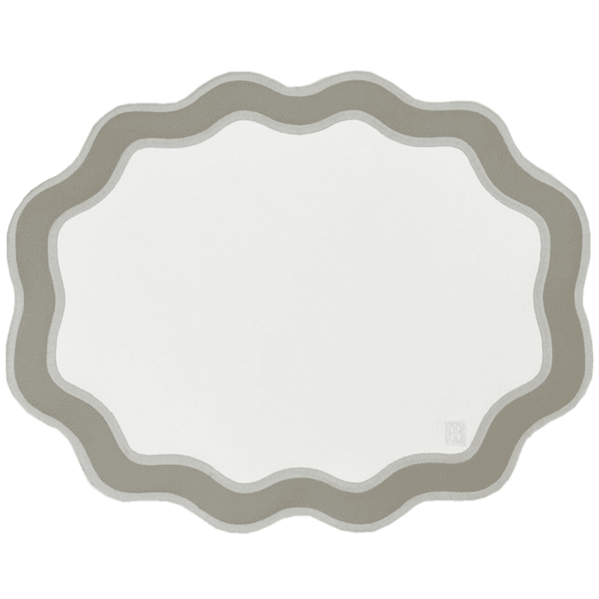 Jogo americano impermeável oval couro ecológico branco e cinza 46x37cm - Lolahome