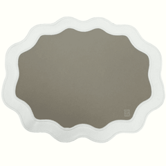 Jogo americano impermeável em couro ecológico cinza e branco, 46x37cm, Lolahome