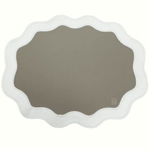 Jogo americano impermeável em couro ecológico cinza e branco, 46x37cm, Lolahome