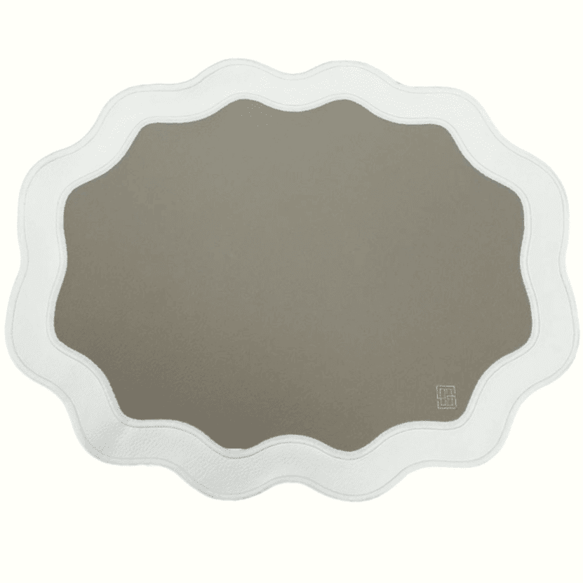 Jogo americano impermeável em couro ecológico cinza e branco, 46x37cm, Lolahome
