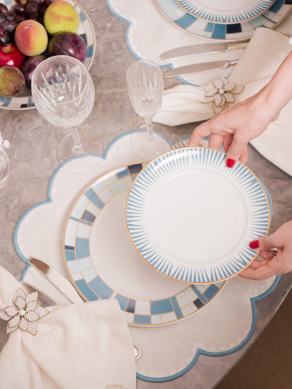 Jogo americano redondo de linho puro branco 43cm - Lolahome