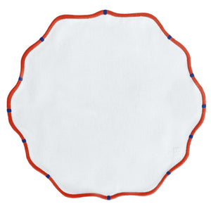 Jogo americano redondo impermeável Toscana branco com bordado laranja em algodão 43cm – Lolahome