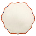 Jogo americano redondo de algodão bege com bordados laranja 43cm - Lolahome