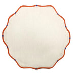 Jogo americano redondo de algodão bege com bordados laranja 43cm - Lolahome