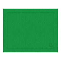 Jogo americano de linho e viscose verde bandeira com barra larga premium, 50x33 cm - Lolahome