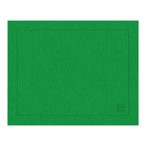 Jogo americano de linho e viscose verde bandeira com barra larga premium, 50x33 cm - Lolahome
