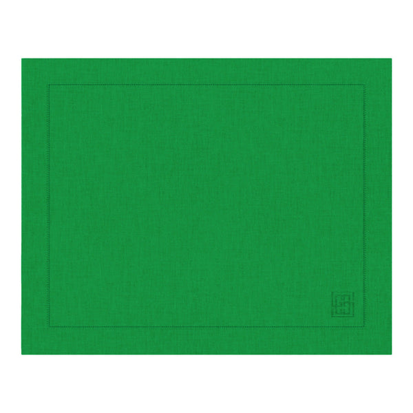 Jogo americano de linho e viscose verde bandeira com barra larga premium, 50x33 cm - Lolahome