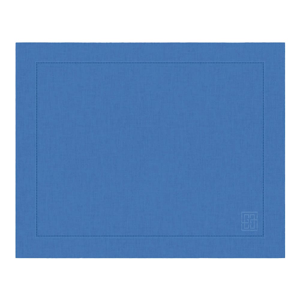JOGO AMERICANO DE LINHO PURO BARRA LARGA PREMIUM AZUL ÍNDIGO 50X39CM